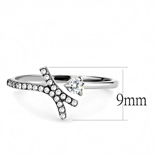 Anillo Acero Inoxidable Pulido - Diseño Clásico con Circonia