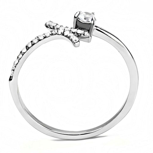 Anillo Acero Inoxidable Pulido - Diseño Clásico con Circonia