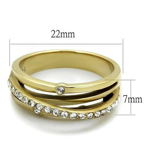 Anillo Acero Inoxidable Bañado en Oro con Cristal