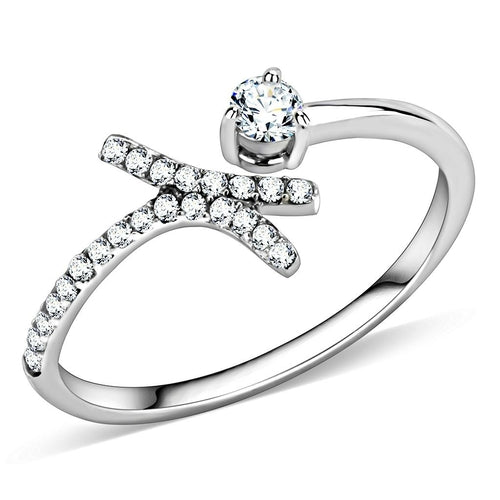 Anillo Acero Inoxidable Pulido - Diseño Clásico con Circonia