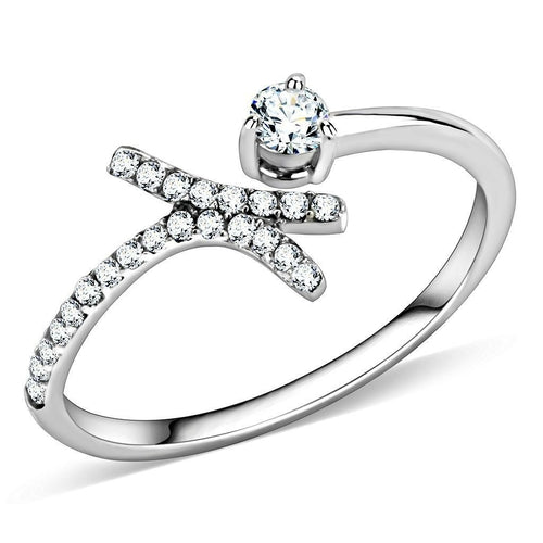 Anillo Acero Inoxidable Pulido - Diseño Clásico con Circonia