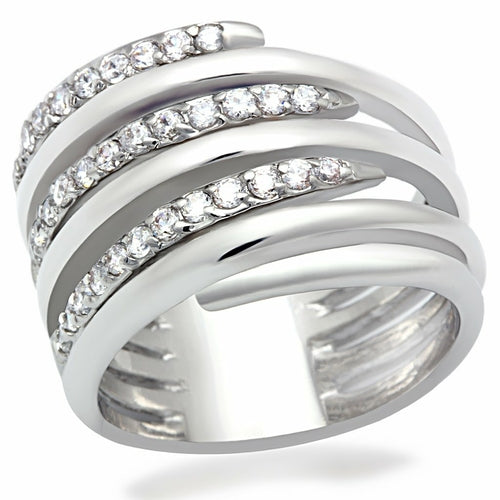 Anillo de Latón Rodio con Circonia AAA Transparente