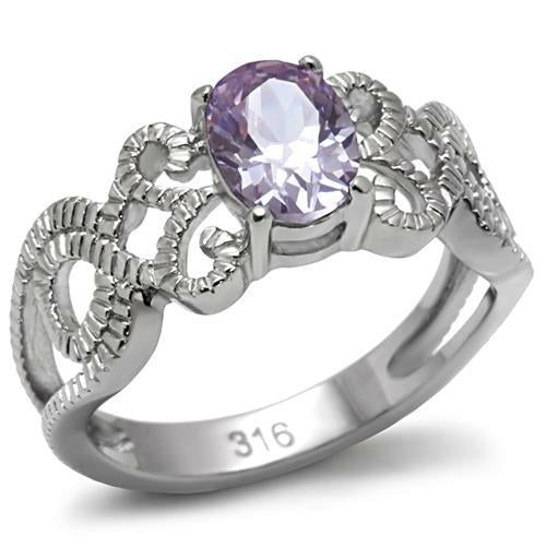 Anillo Acero Inoxidable Pulido con Circonia AAA