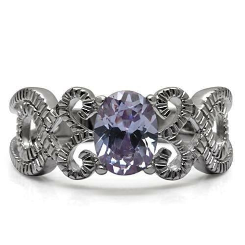Anillo Acero Inoxidable Pulido con Circonia AAA