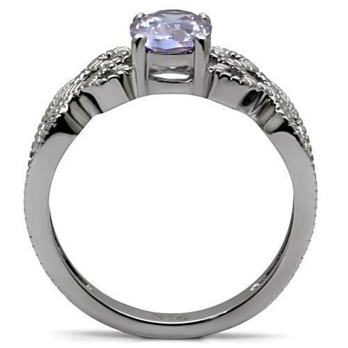 Anillo Acero Inoxidable Pulido con Circonia AAA