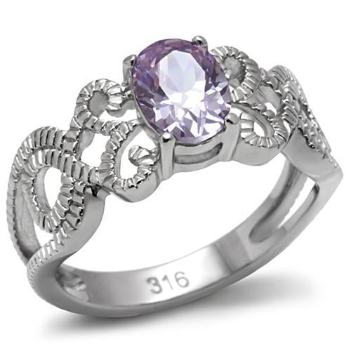 Anillo Acero Inoxidable Pulido con Circonia AAA