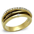 Anillo Acero Inoxidable Bañado en Oro con Cristal
